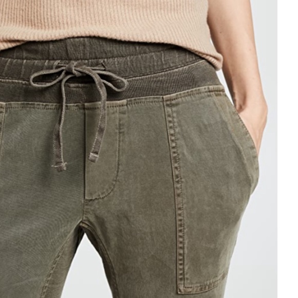 James Perse Mixed Media Pants in Army Green - Picture 2 of 9